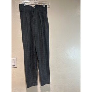 Palmettos Vintage 90s Gray Windowpane Plaid High Waisted Pleated Trousers Size 9